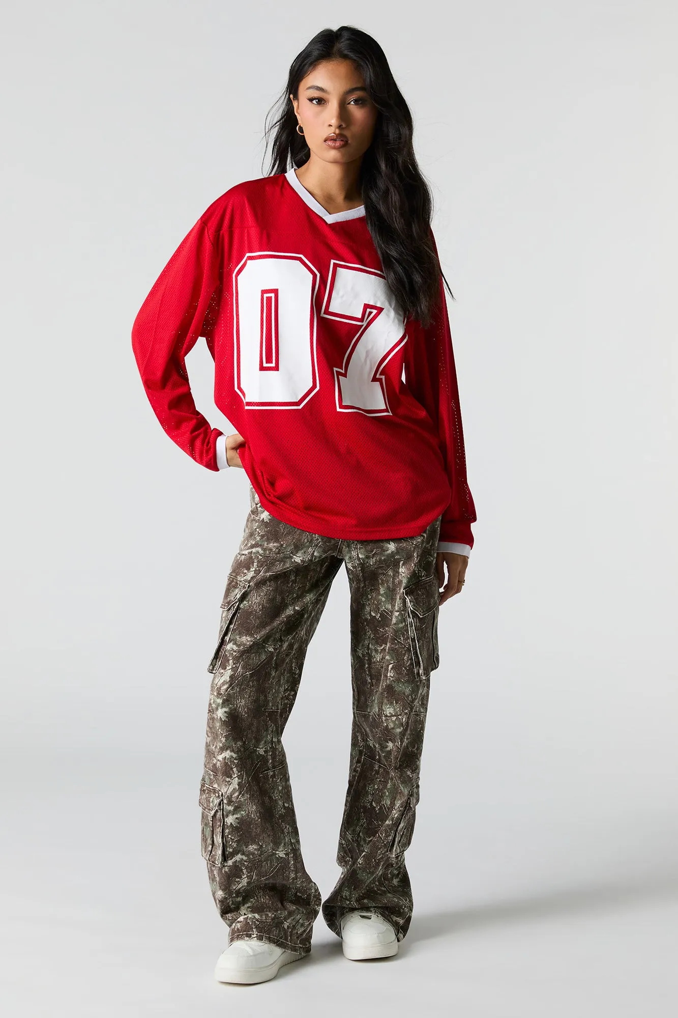 Graphic Mesh Long Sleeve Jersey sold by Charlotte Russe product image thumbnail 3