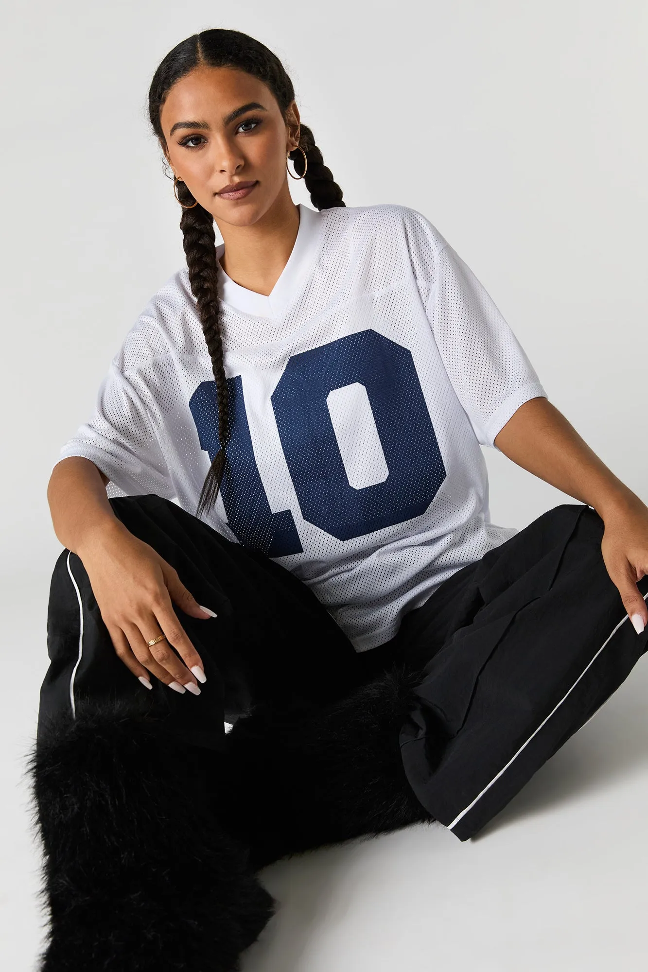 Graphic Mesh Football Jersey sold by Charlotte Russe