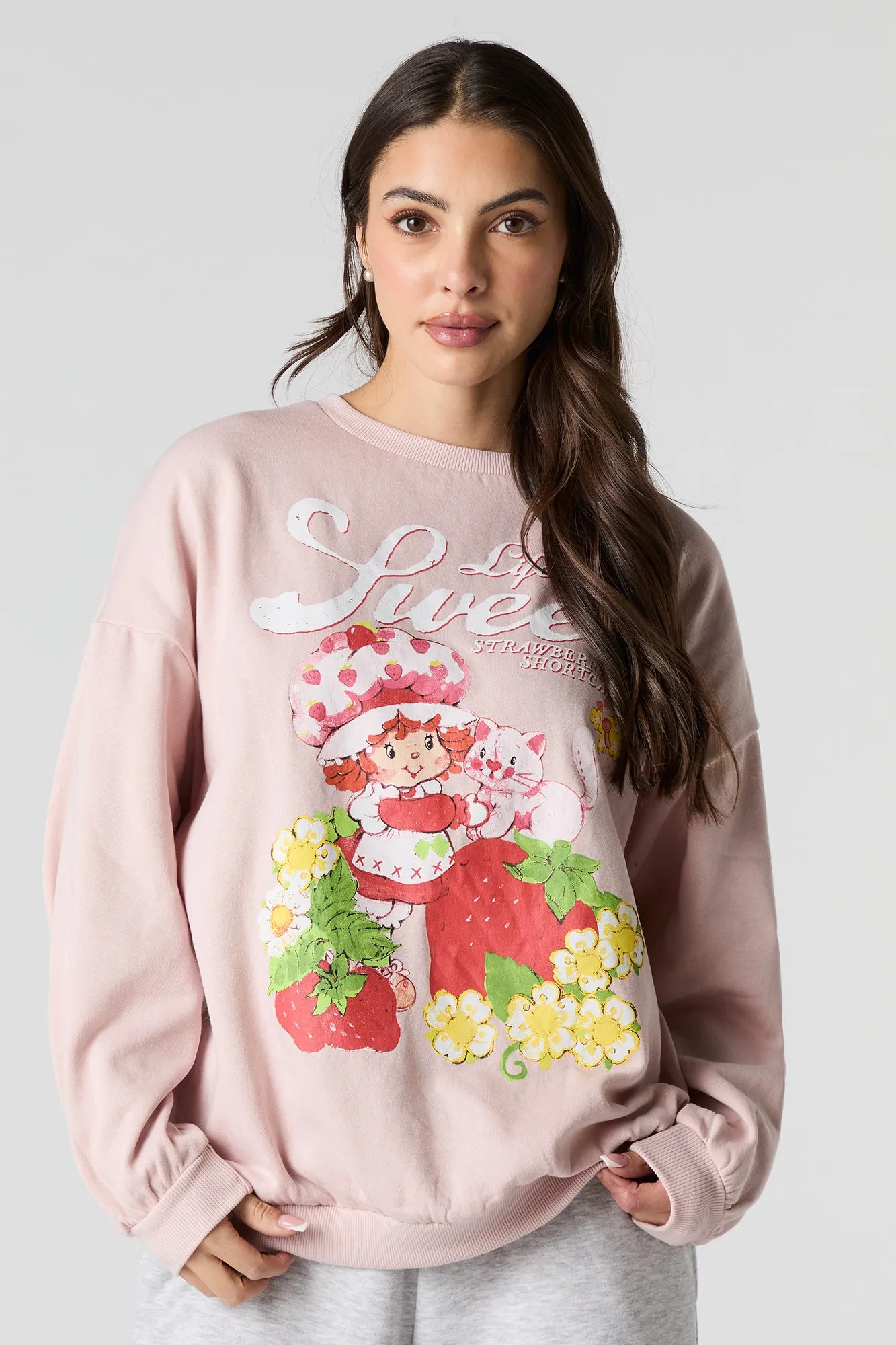 Strawberry Shortcake Graphic Fleece Sweatshirt sold by Charlotte Russe
