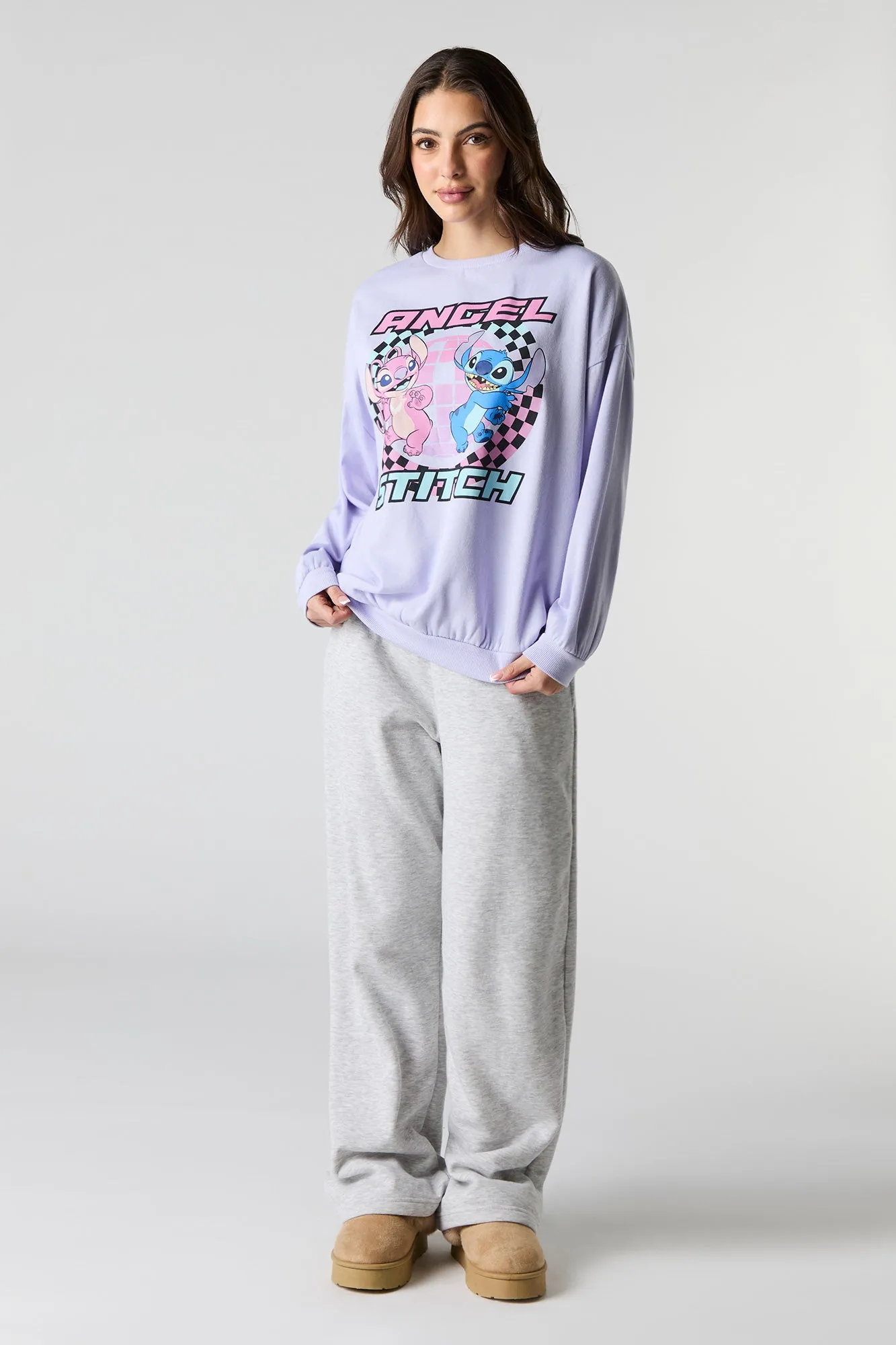 Stitch & Angel Graphic Fleece Sweatshirt sold by Charlotte Russe product image thumbnail 3