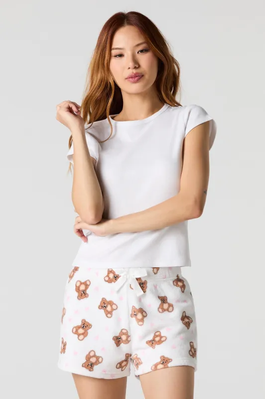 Printed Plush Pajama Short sold by Charlotte Russe