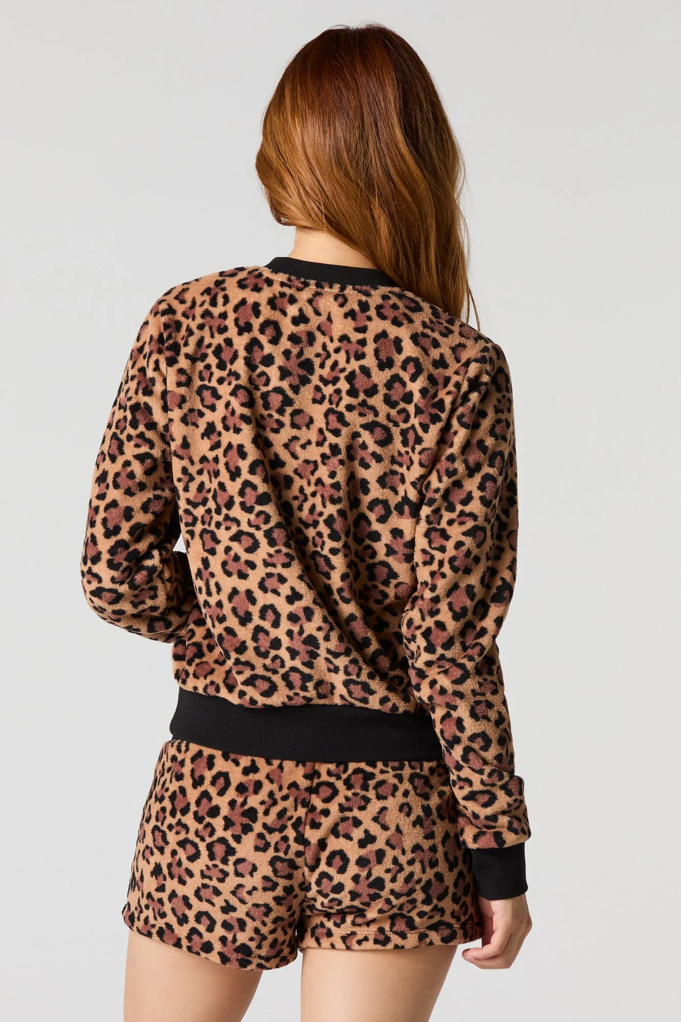 Bunny Print Plush Long Sleeve & Short 2 Piece Pajama Set sold by Charlotte Russe product image thumbnail 2