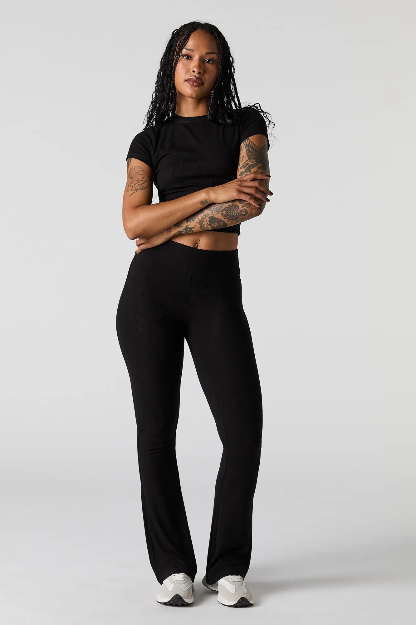 Active Soft Ribbed Flare Pant sold by Charlotte Russe product image thumbnail 5