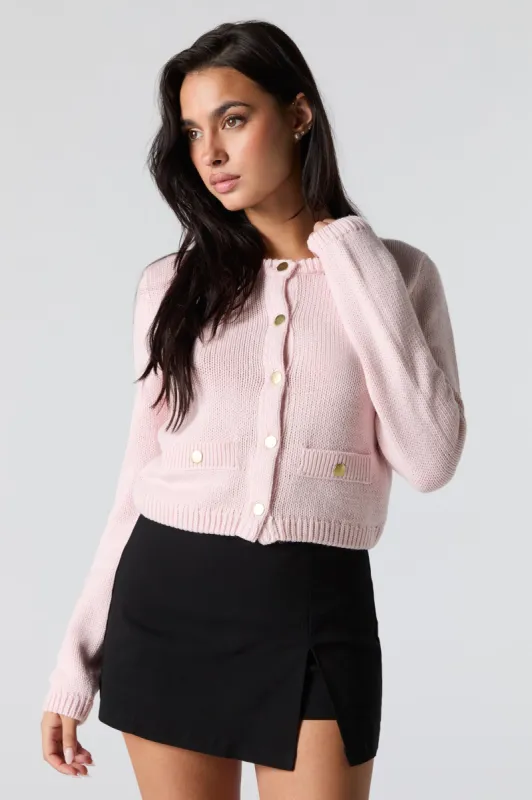 Ribbed Knit Snap Button Cardigan sold by Charlotte Russe