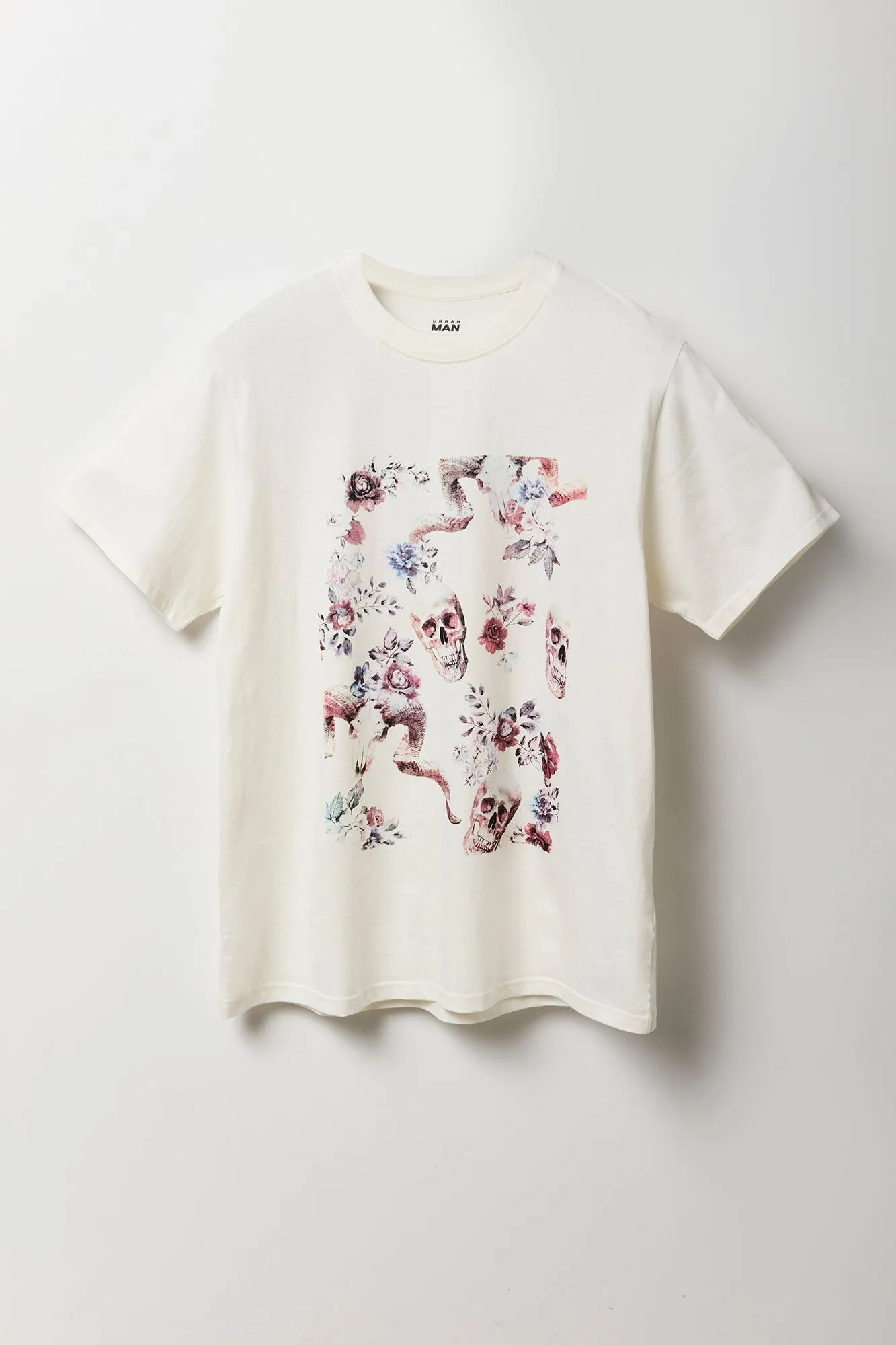 Floral Skull Graphic T-Shirt sold by Charlotte Russe