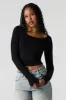 Seamless Ribbed Scoop Neck Long Sleeve Top sold by Charlotte Russe