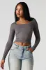 Seamless Ribbed Scoop Neck Long Sleeve Top sold by Charlotte Russe