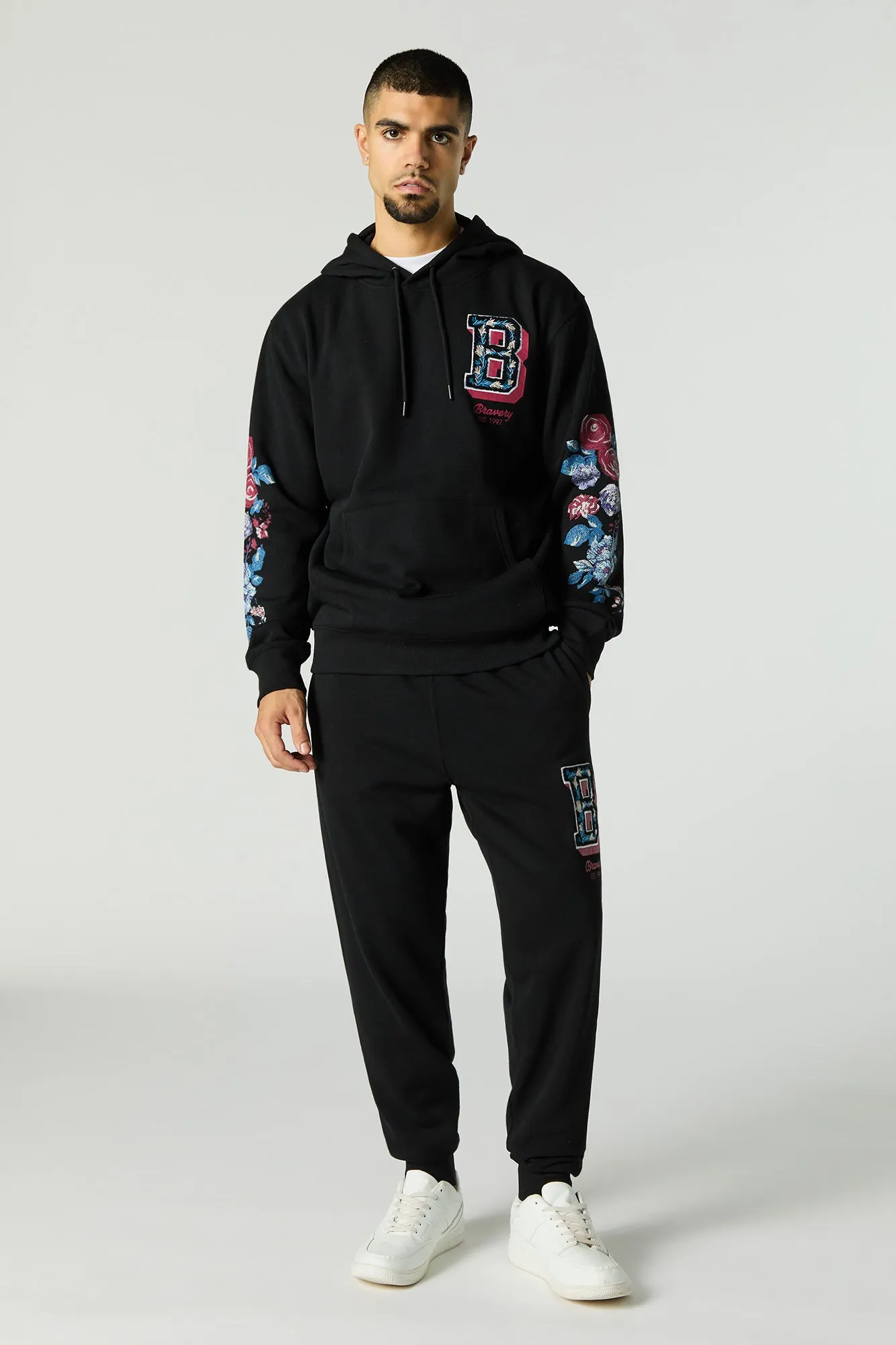 Floral B Embroidered Fleece Jogger sold by Charlotte Russe product image thumbnail 2