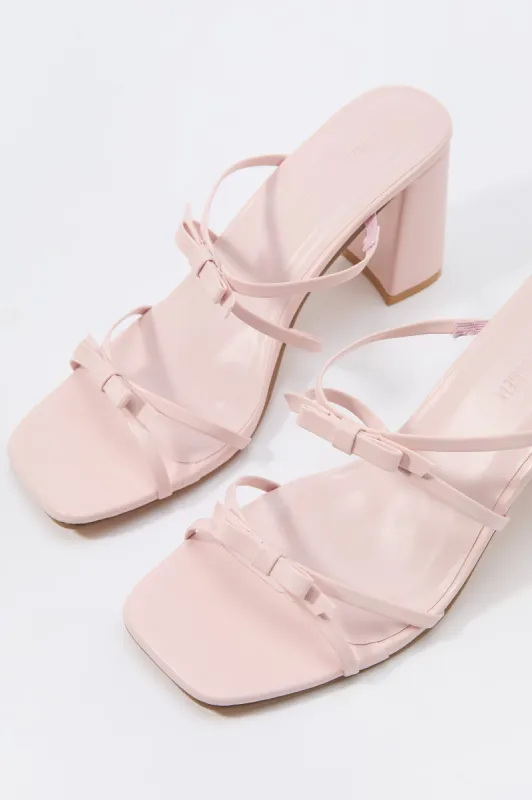 Strappy Bow Block Heels sold by Charlotte Russe
