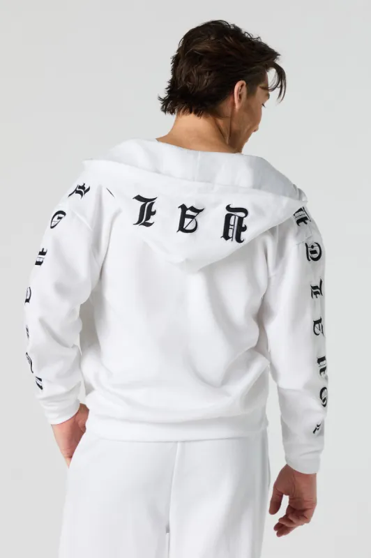 Gothic Embroidered Fleece Zip-Up Hoodie sold by Charlotte Russe
