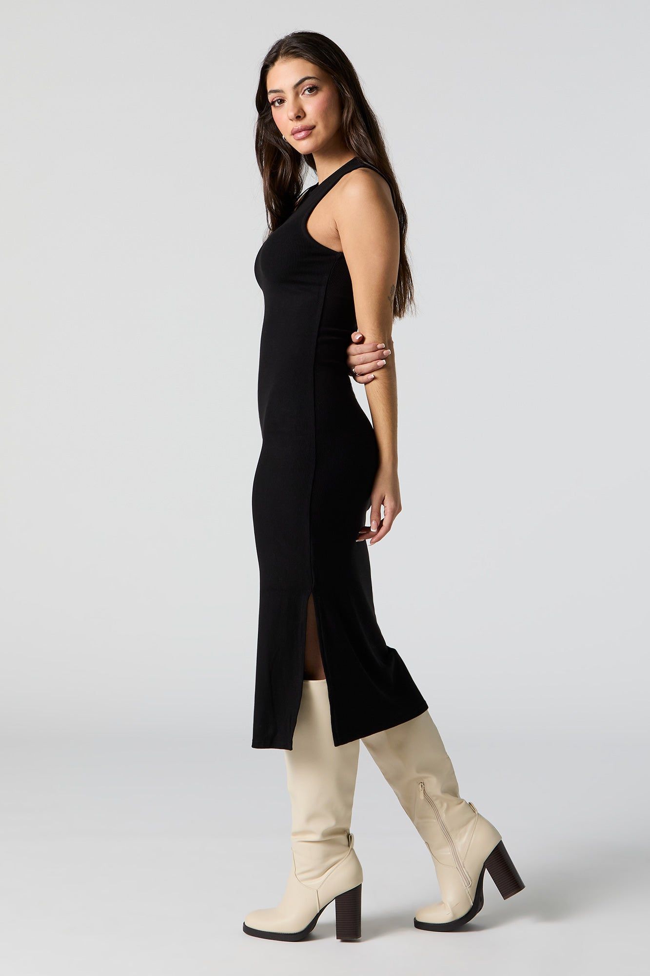 Ribbed Double Slit Bodycon Midi Dress sold by Charlotte Russe product image thumbnail 2