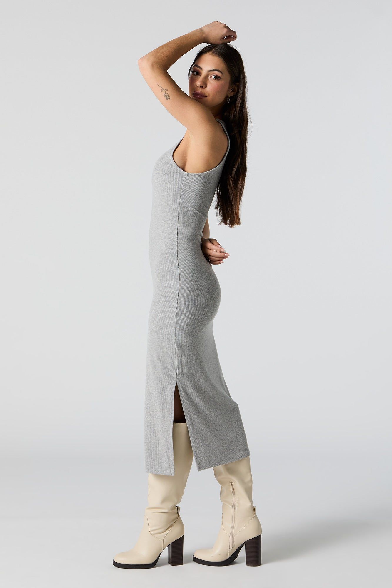 Ribbed Double Slit Bodycon Midi Dress sold by Charlotte Russe product image thumbnail 5