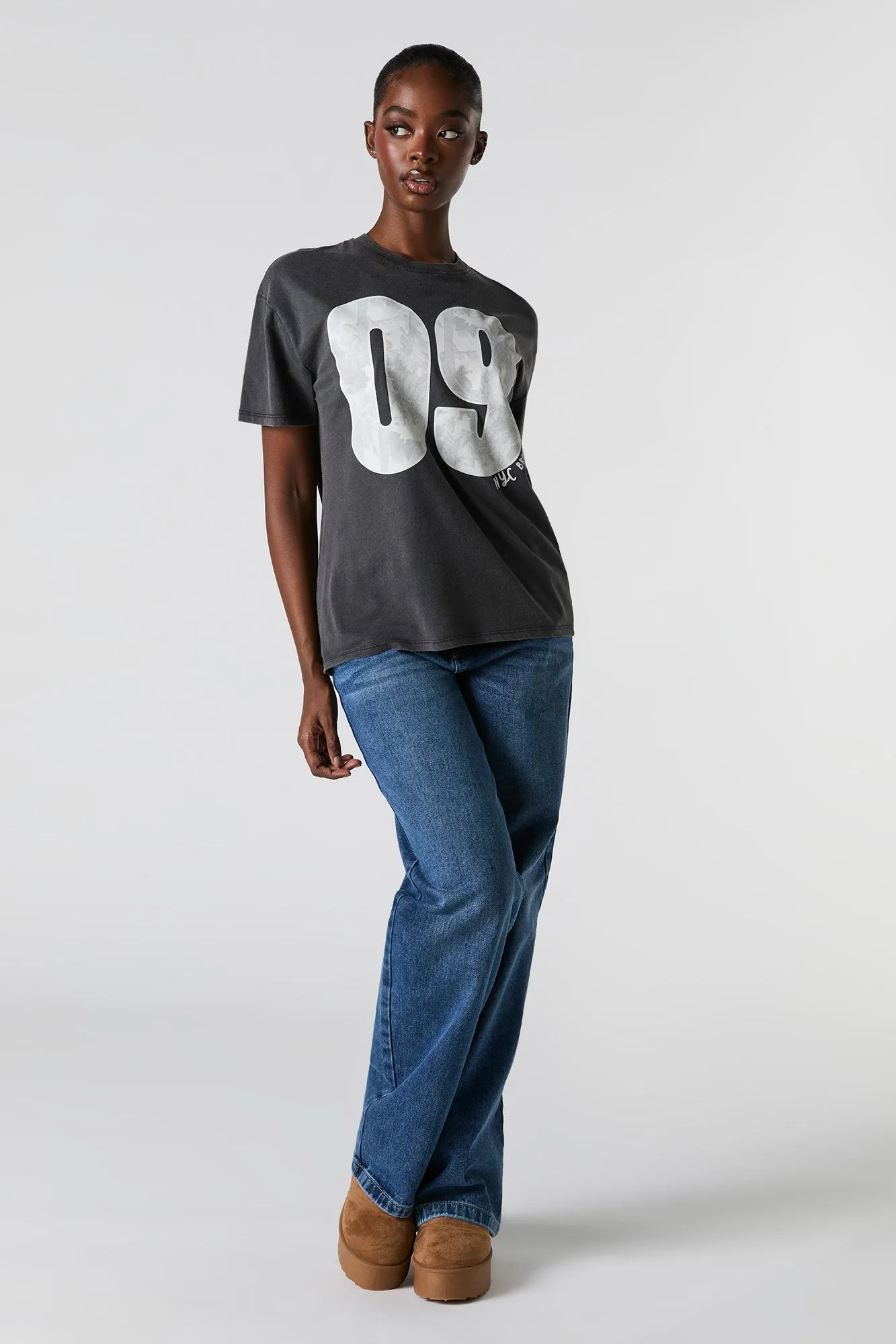09 NYC Graphic Washed Boyfriend T-Shirt sold by Charlotte Russe product image thumbnail 2