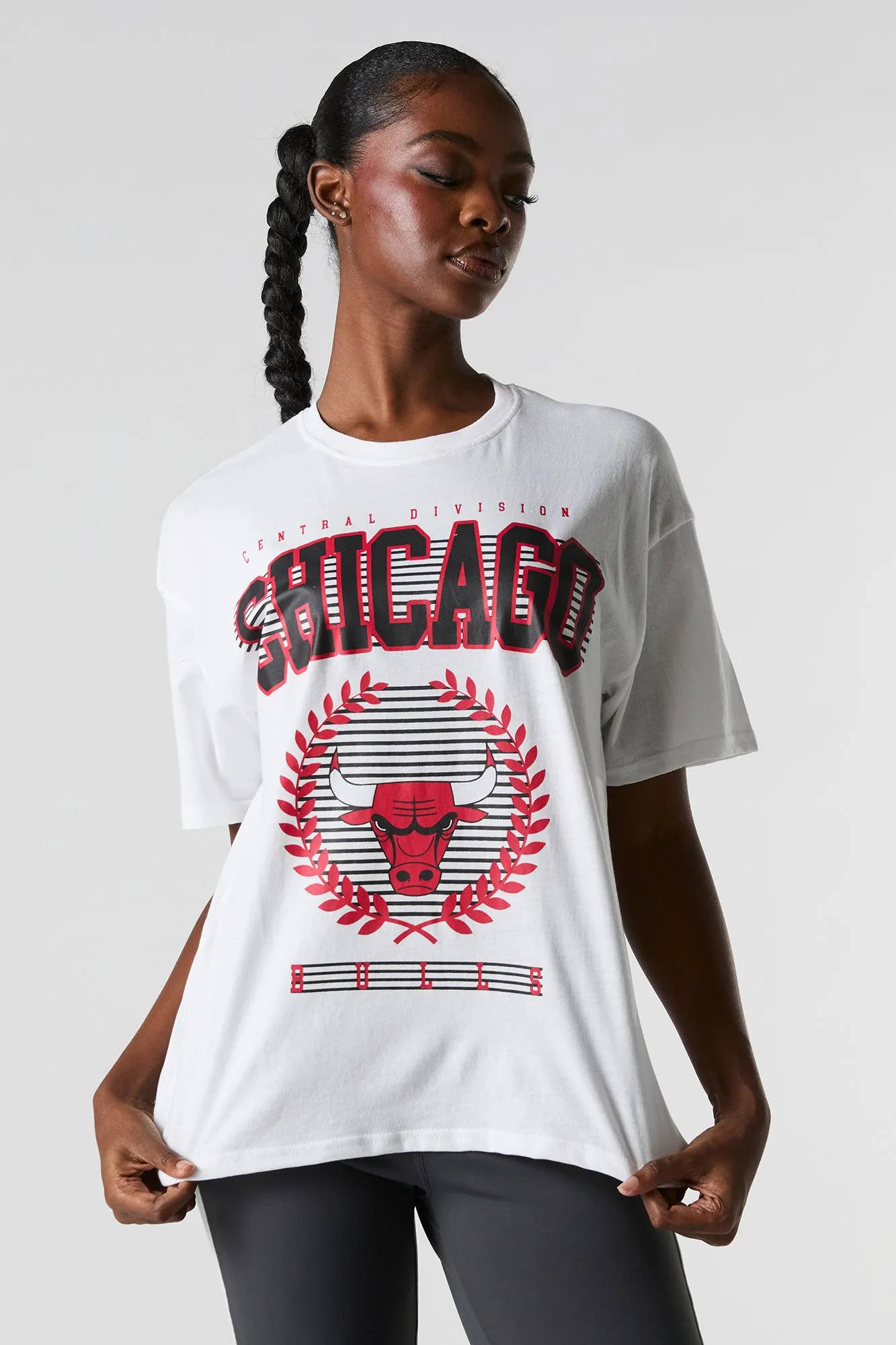 Chicago Bulls Graphic Boyfriend T-Shirt sold by Charlotte Russe