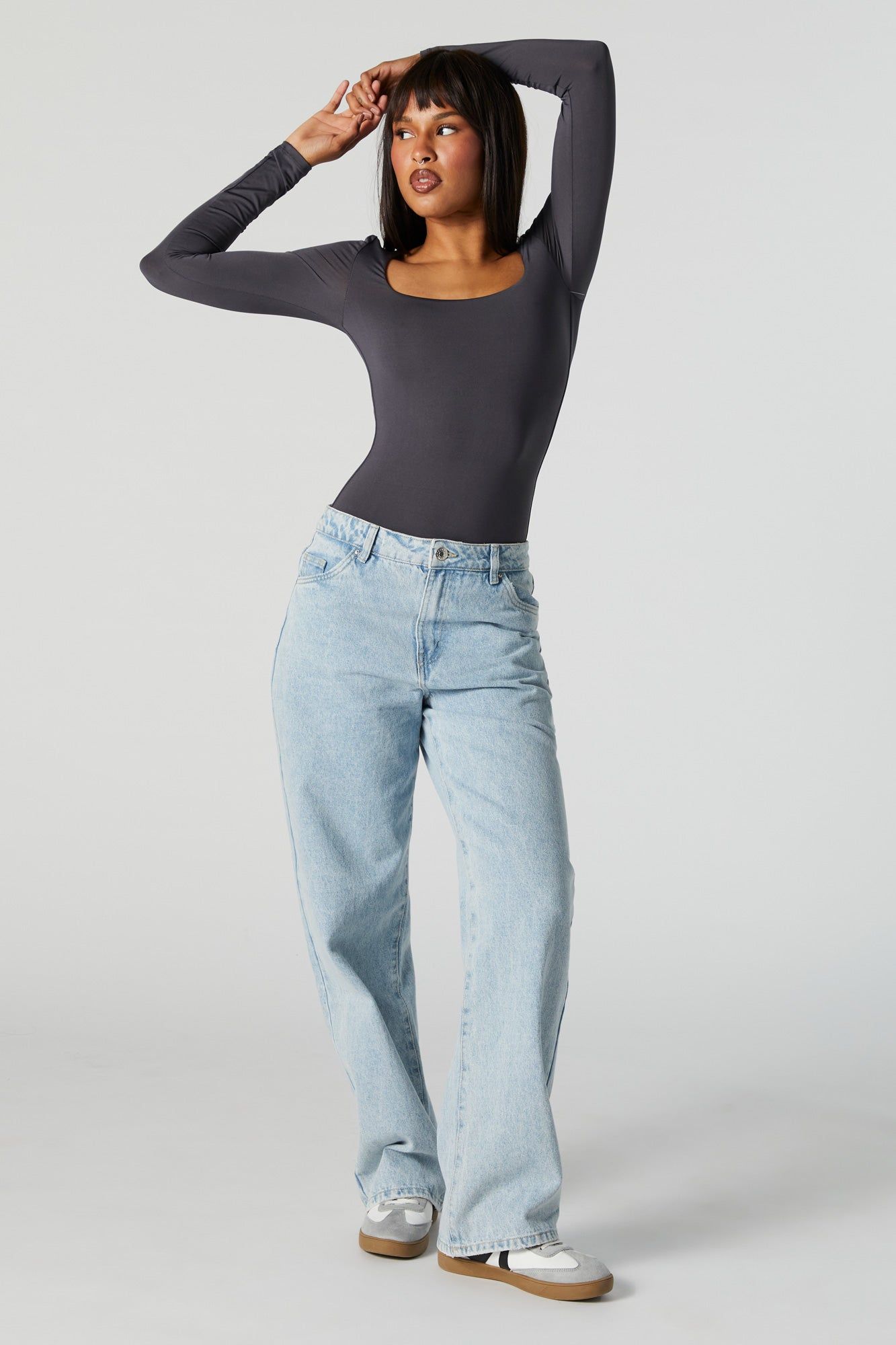 Contour Square Neck Long Sleeve Bodysuit sold by Charlotte Russe product image thumbnail 4