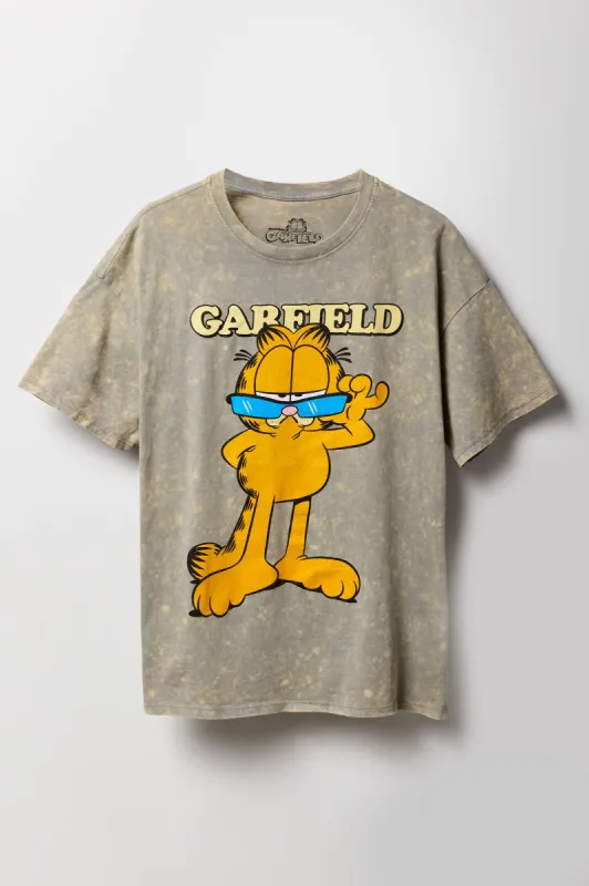 Garfield Graphic Washed Boyfriend T-Shirt sold by Charlotte Russe