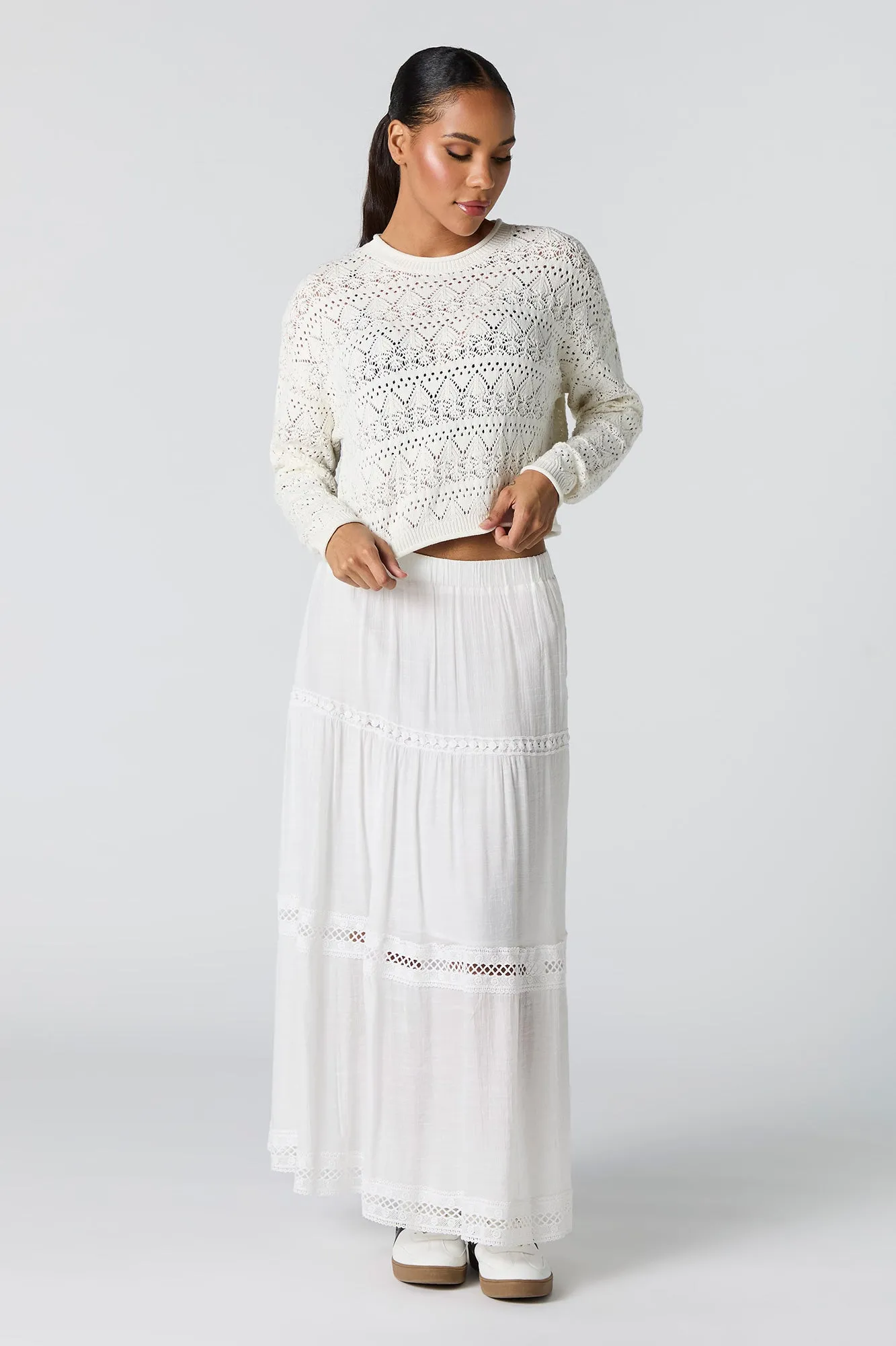 Pointelle Knit Sweater sold by Charlotte Russe product image thumbnail 3