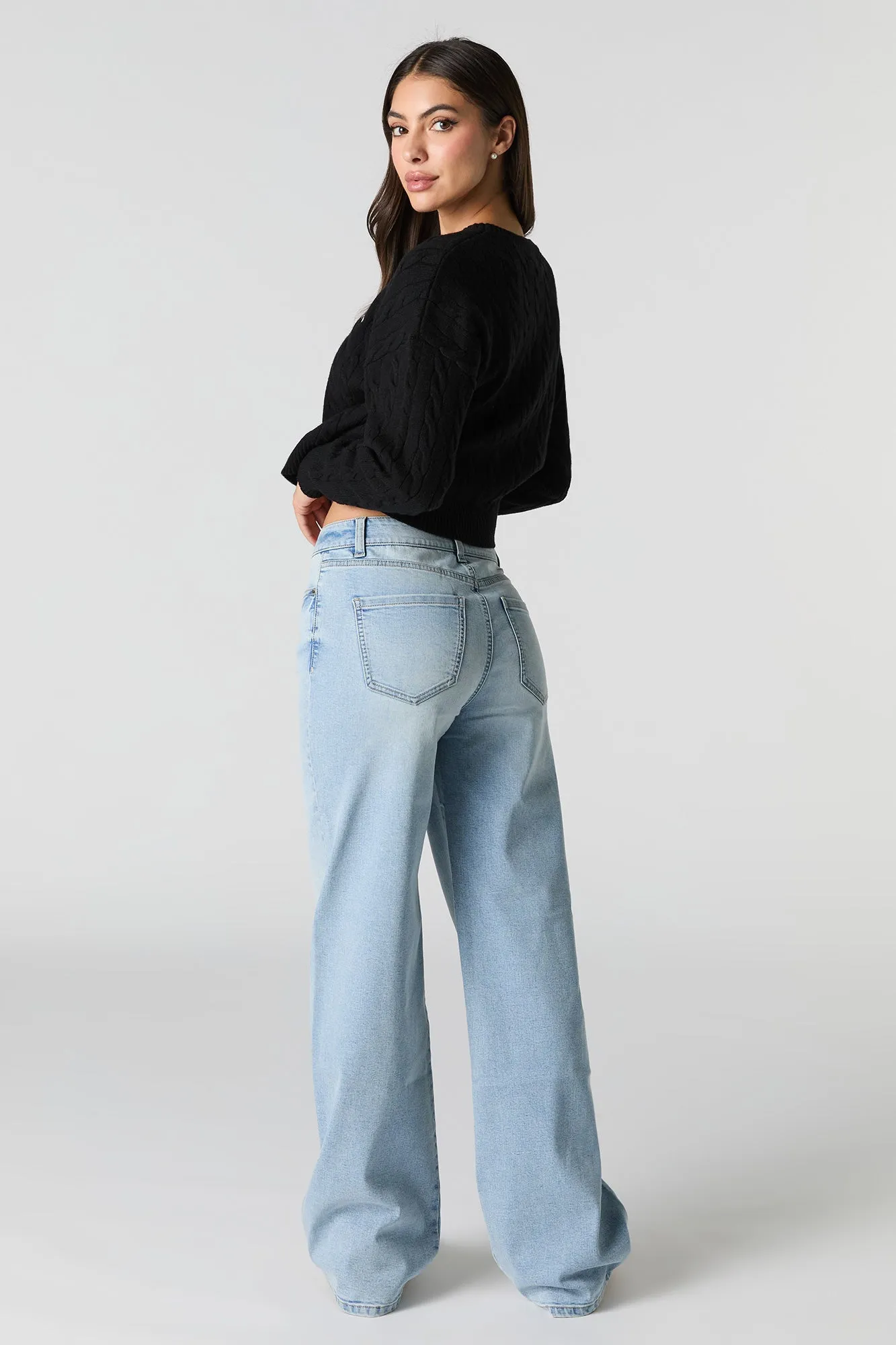 Light Wash High Rise Stretch Wide Leg Jean sold by Charlotte Russe product image thumbnail 3