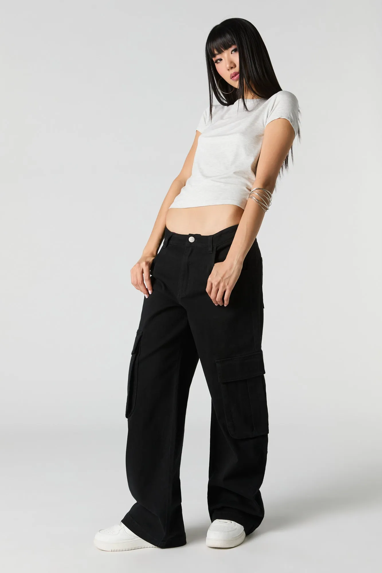 Stretch Denim Baggy Cargo Jean sold by Charlotte Russe product image thumbnail 4