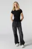 Ribbed Curved Hem T-Shirt sold by Charlotte Russe