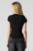 Ribbed Curved Hem T-Shirt sold by Charlotte Russe