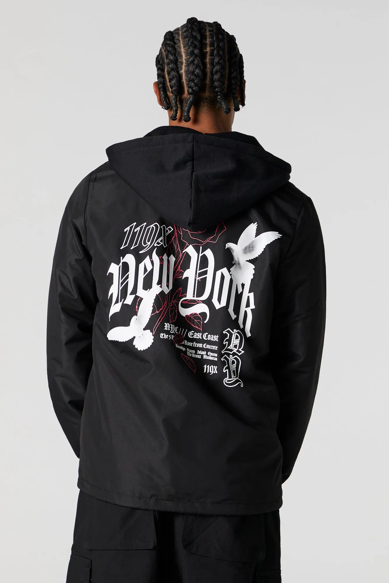 Graphic Hooded Coach Jacket sold by Charlotte Russe product image thumbnail 3