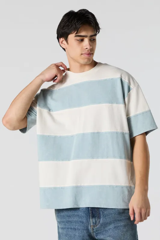 Striped Exposed Seam Relaxed T-Shirt sold by Charlotte Russe
