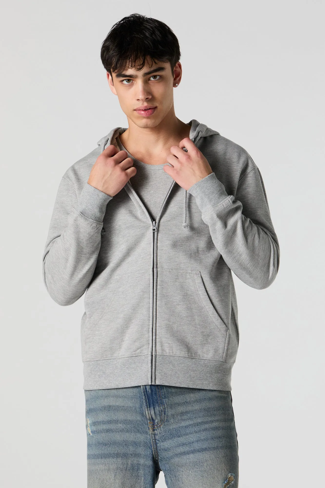 Fleece Zip-Up Hoodie sold by Charlotte Russe