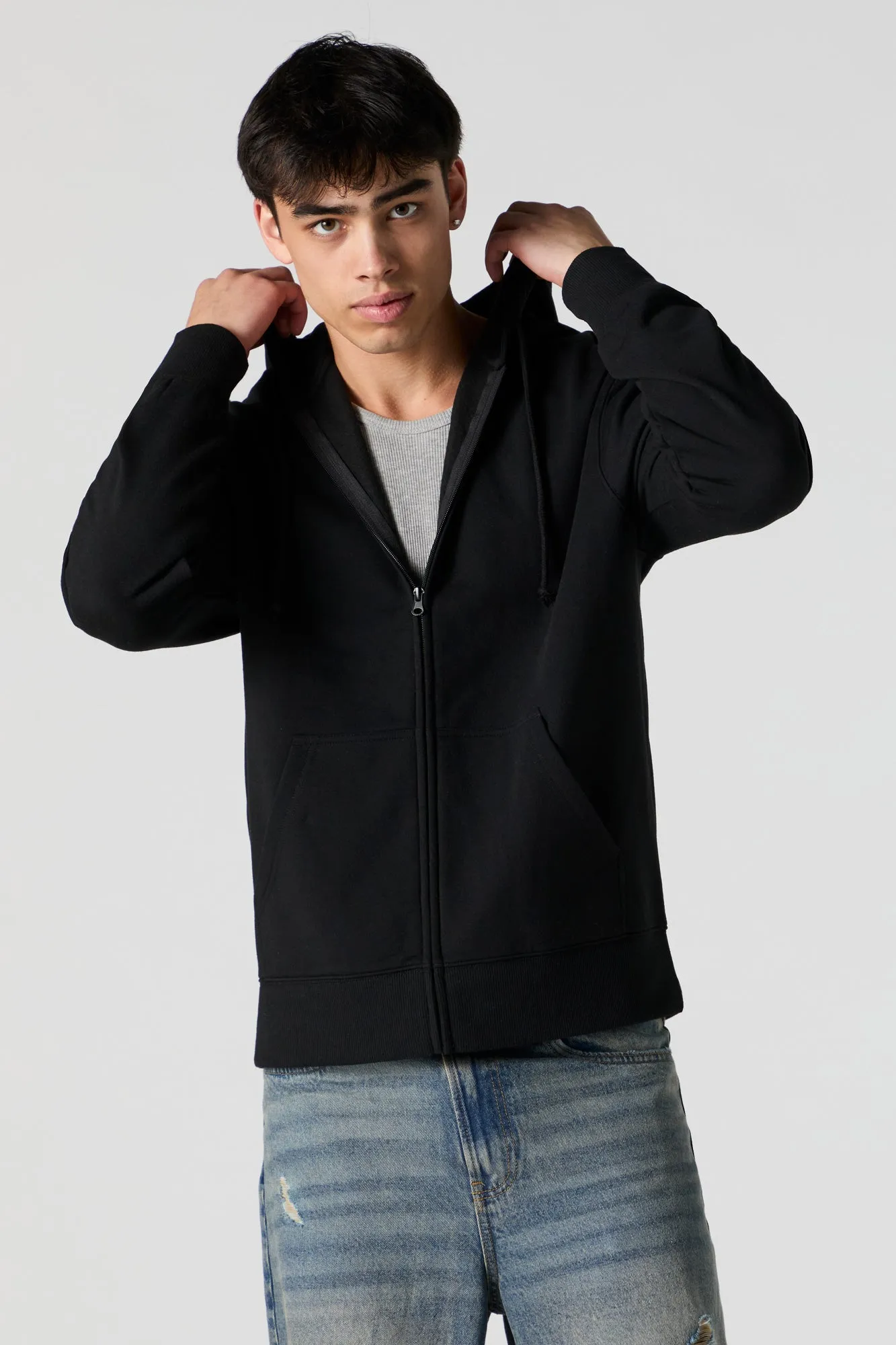 Fleece Zip-Up Hoodie sold by Charlotte Russe product image thumbnail 4