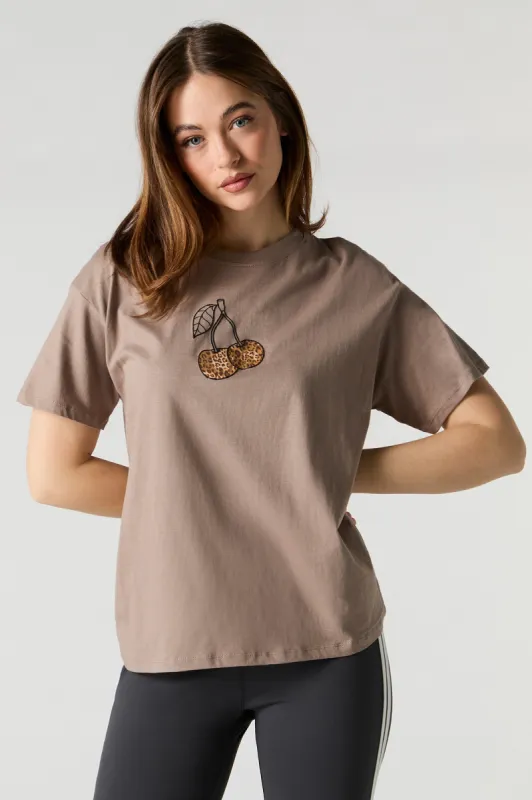 Cheetah Cherry Graphic Boyfriend T-Shirt sold by Charlotte Russe
