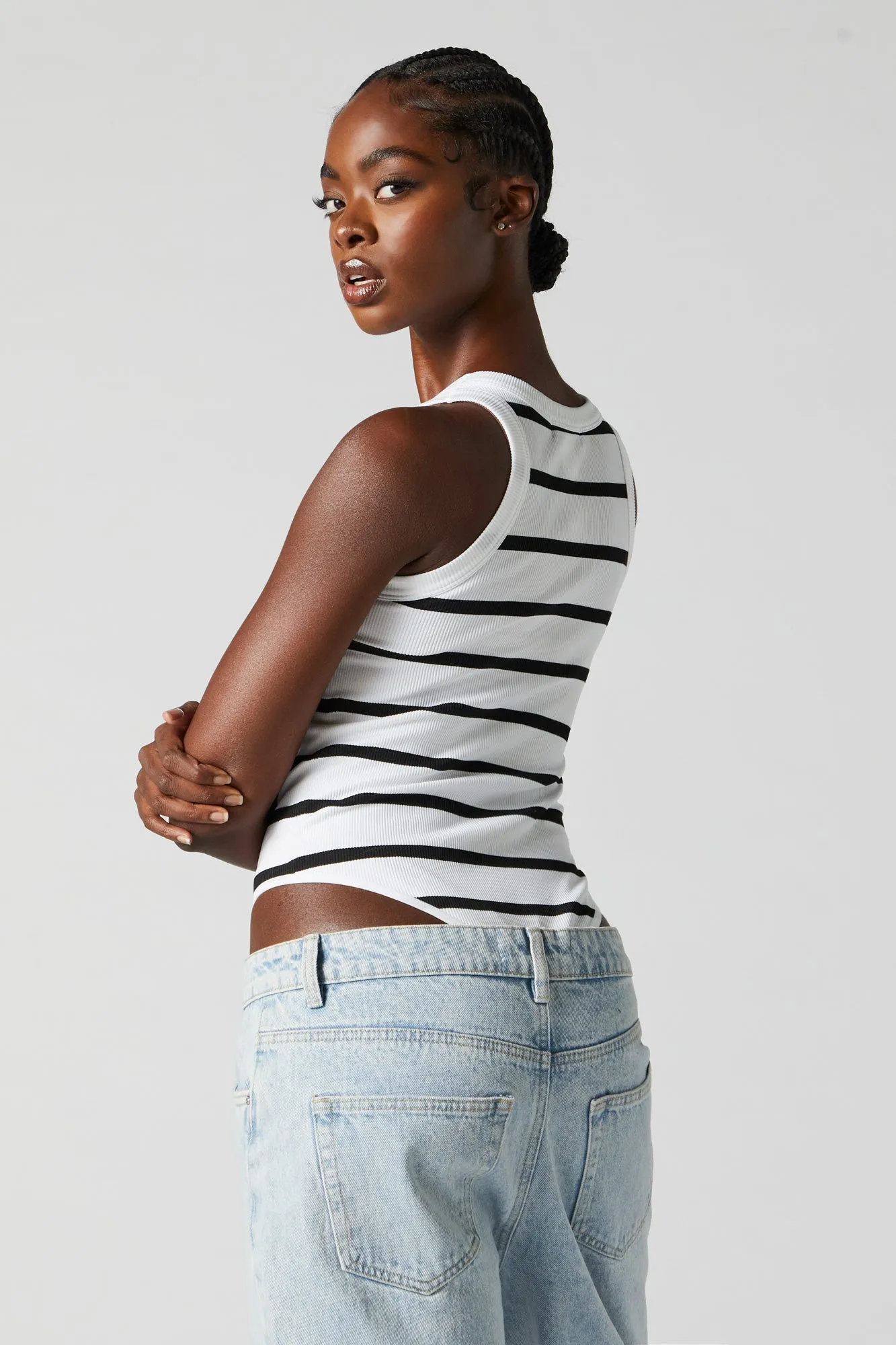 Seamless Striped High Neck Bodysuit sold by Charlotte Russe product image thumbnail 5