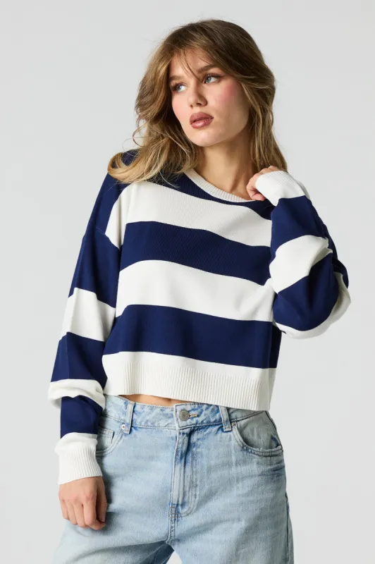 Striped Ribbed Boxy Sweater sold by Charlotte Russe