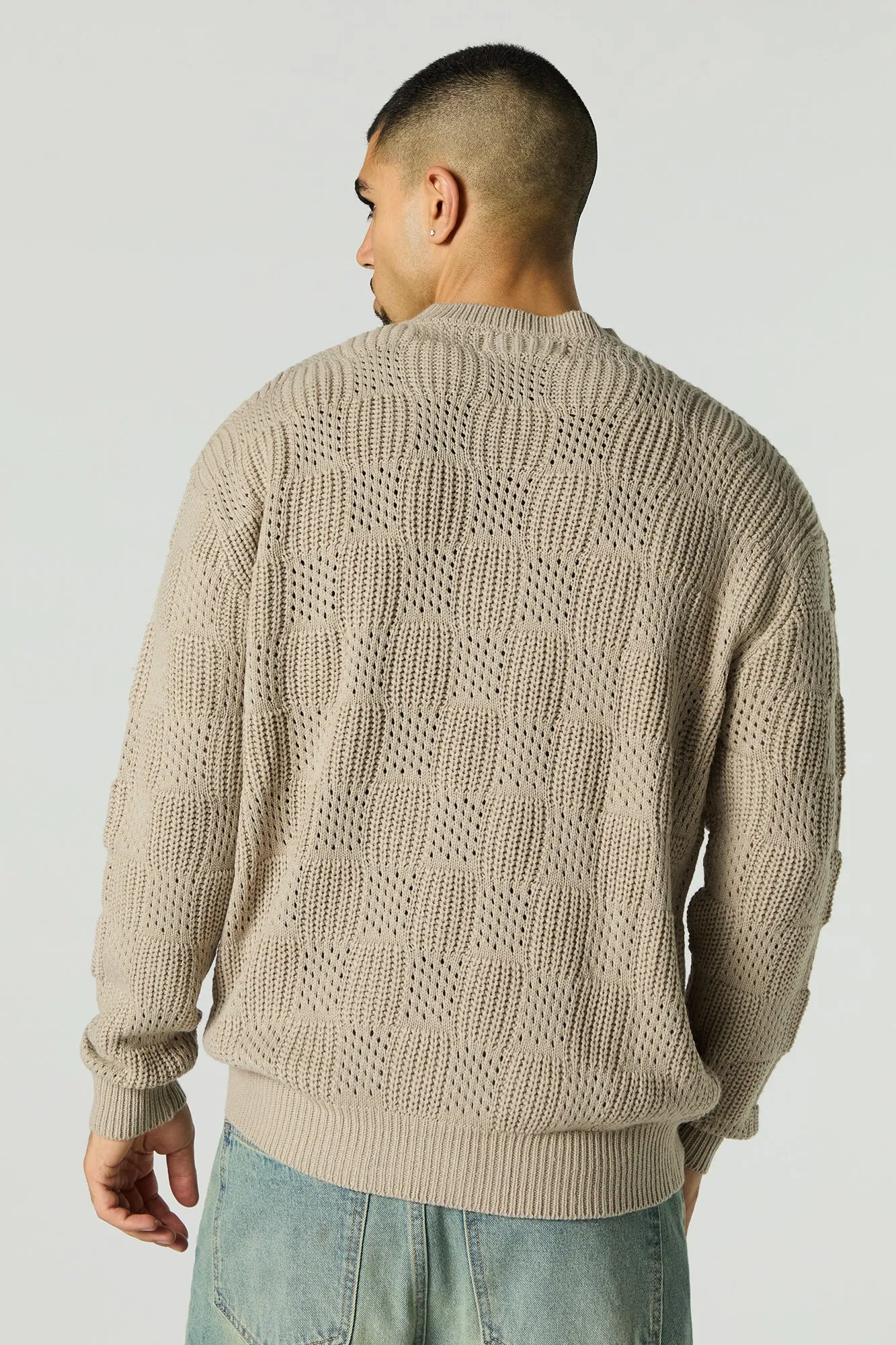 Textured Open Knit Crewneck Sweater sold by Charlotte Russe product image thumbnail 2