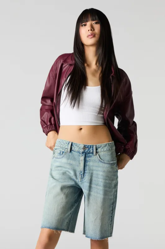 Medium Vintage Wash Slouchy Frayed Jort sold by Charlotte Russe