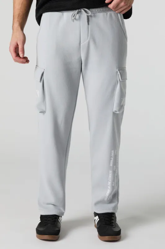 Racing Graphic Fleece Cargo Sweatpant sold by Charlotte Russe