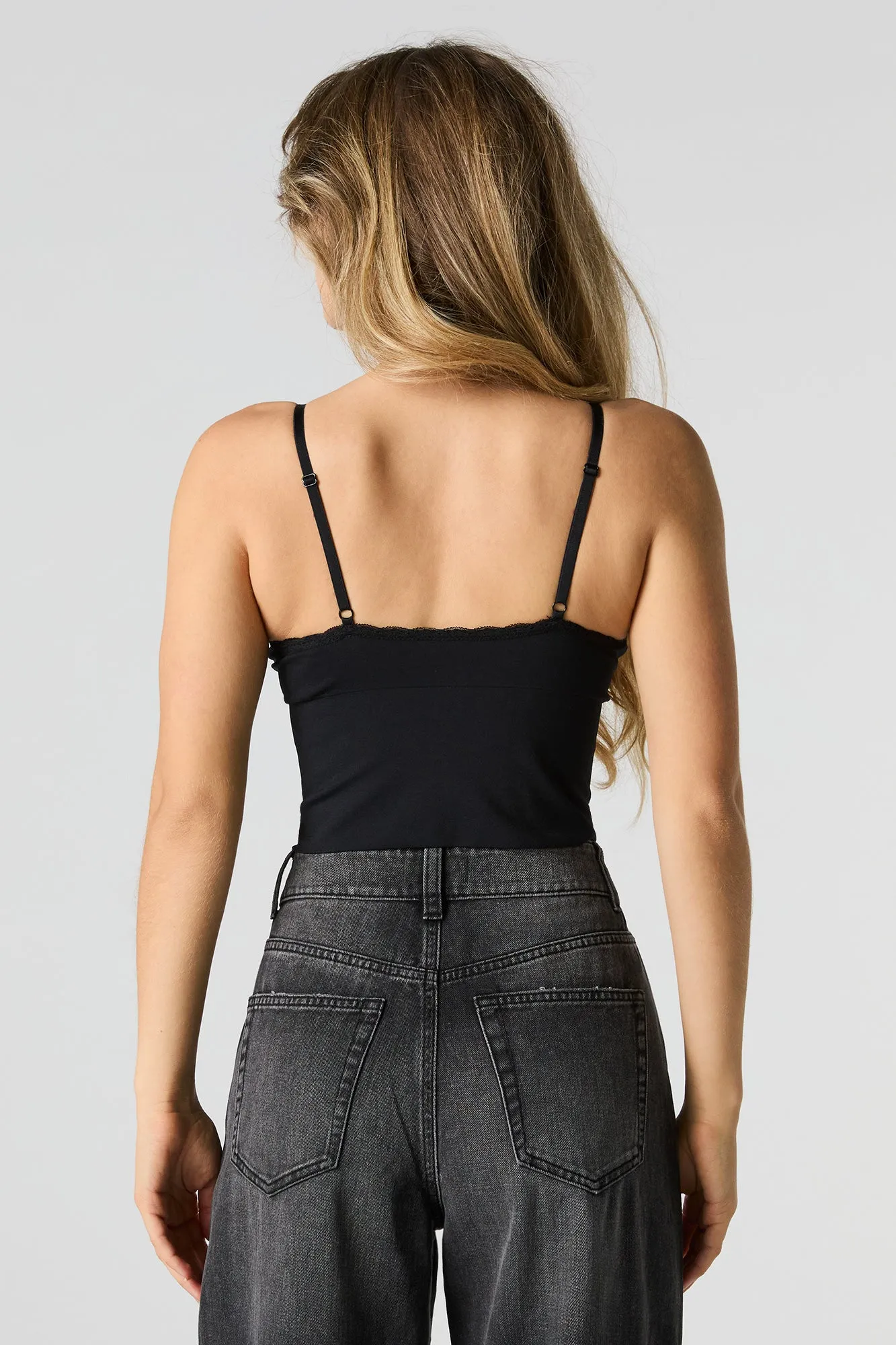 Seamless Lace Trim Cami with Built-In Bra Cups sold by Charlotte Russe product image thumbnail 5