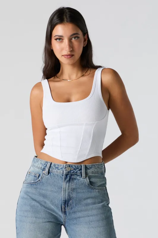 Ribbed Corset Cropped Tank sold by Charlotte Russe