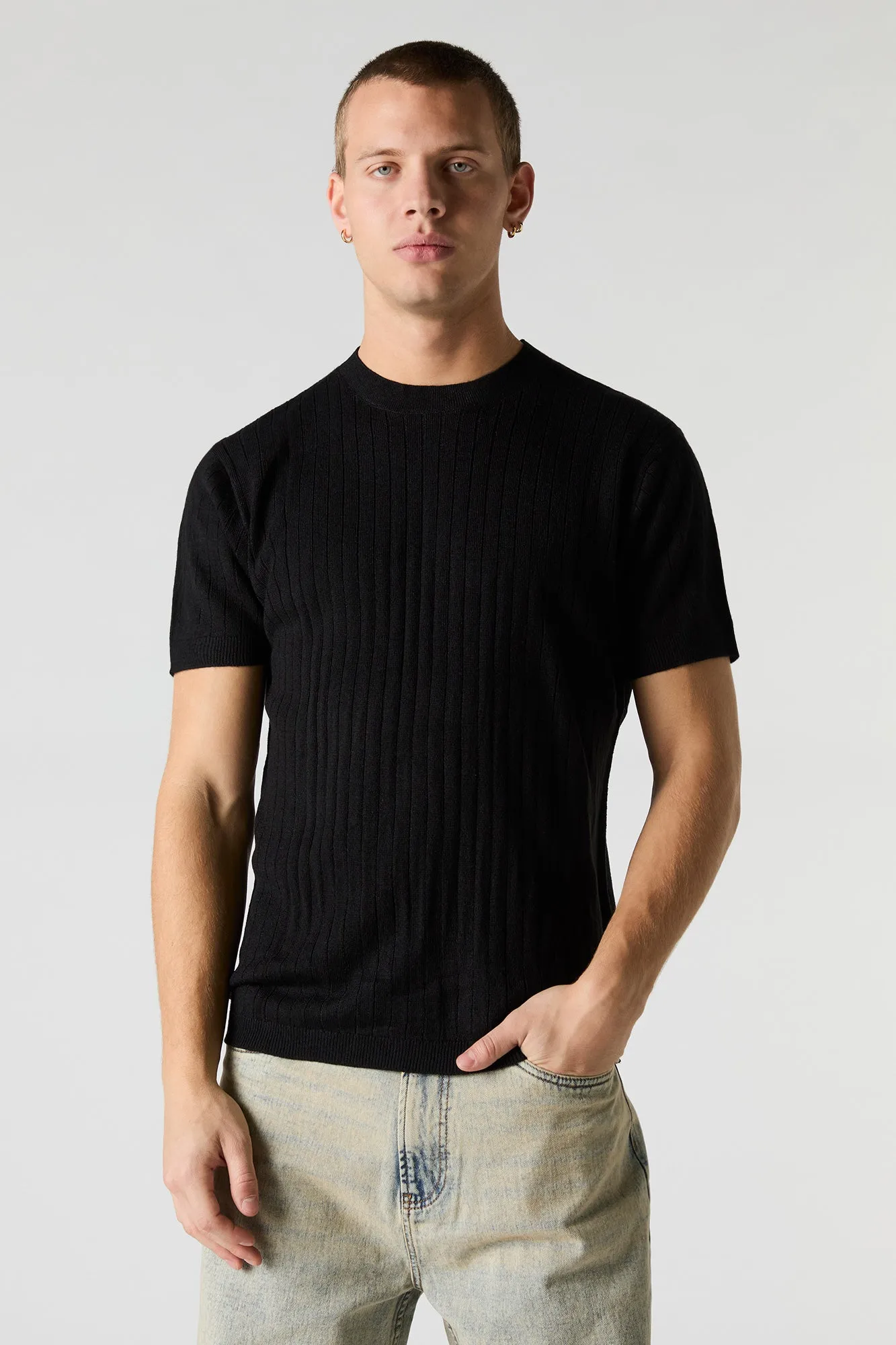 Ribbed Knit T-Shirt sold by Charlotte Russe product image thumbnail 5