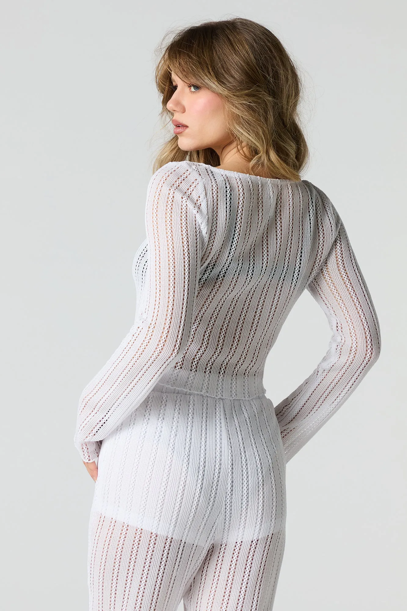 Crochet Front Tie Crop Top Cover Up sold by Charlotte Russe product image thumbnail 2