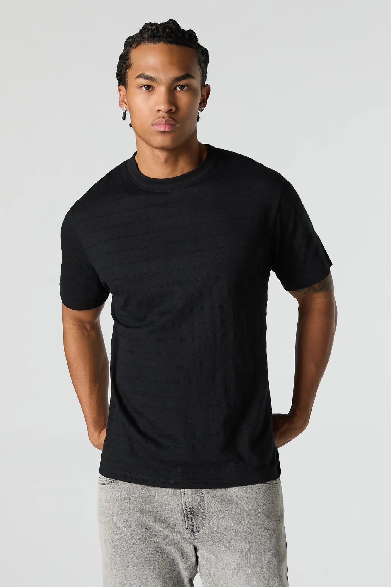 Textured Striped T-Shirt sold by Charlotte Russe product image thumbnail 5