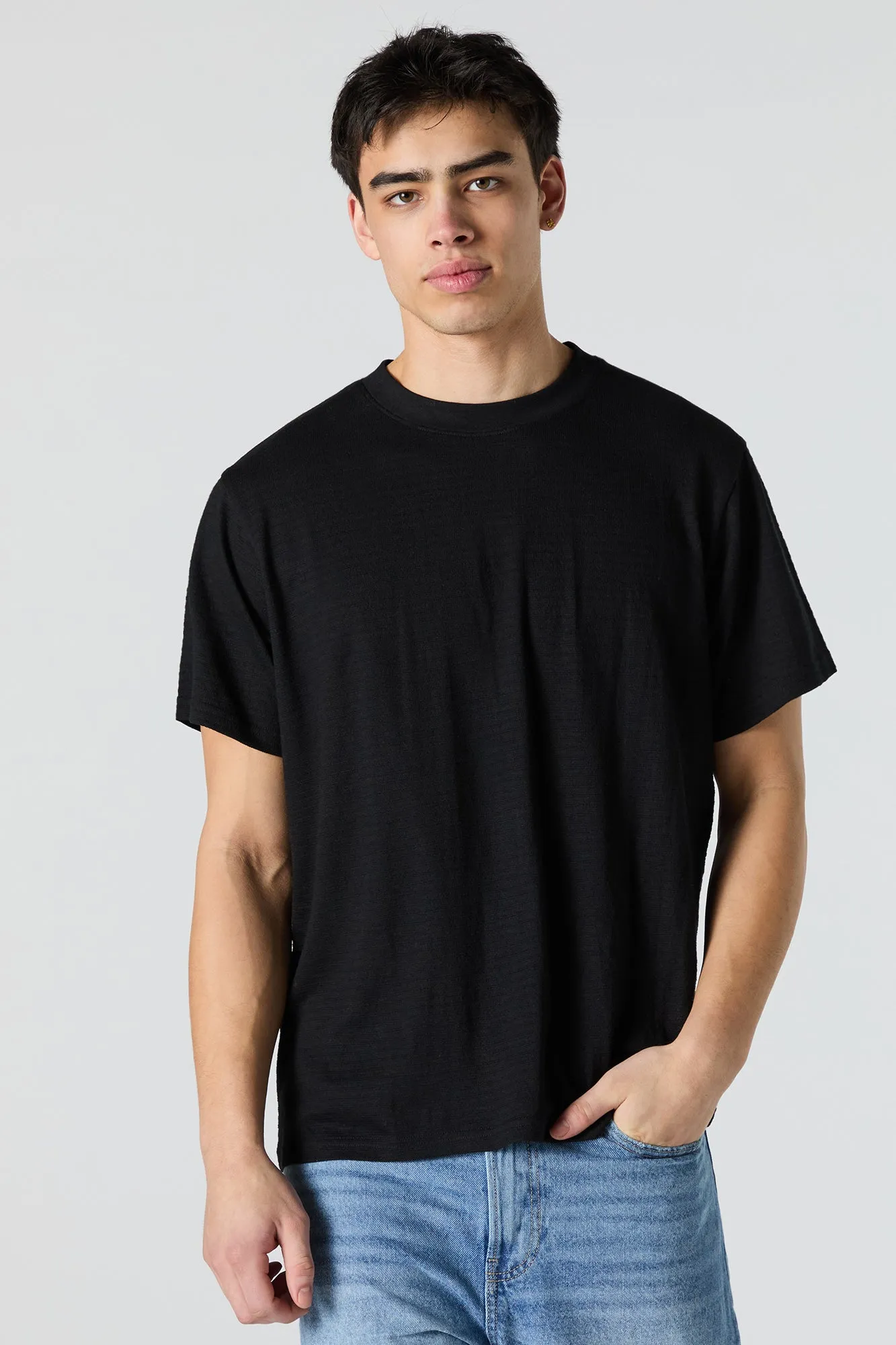 Textured Crewneck T-Shirt sold by Charlotte Russe product image thumbnail 4