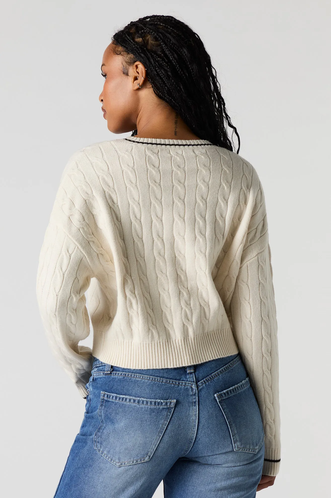 Cable Knit Embroidered Sweater sold by Charlotte Russe product image thumbnail 2