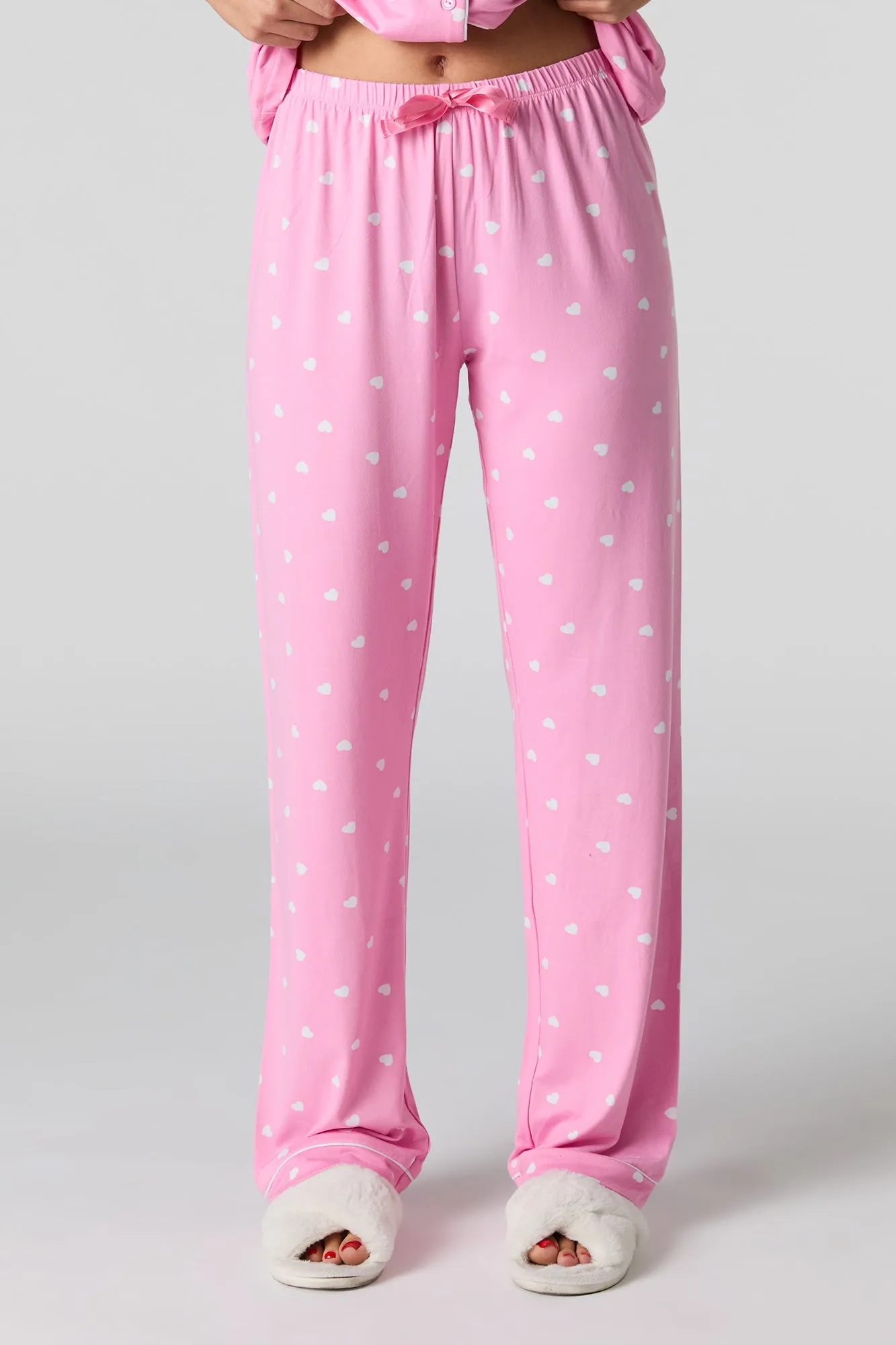 Collared Button-Up Top & Pant 2 Piece Pajama Set sold by Charlotte Russe product image thumbnail 3