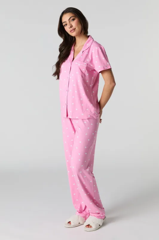 Collared Button-Up Top & Pant 2 Piece Pajama Set sold by Charlotte Russe