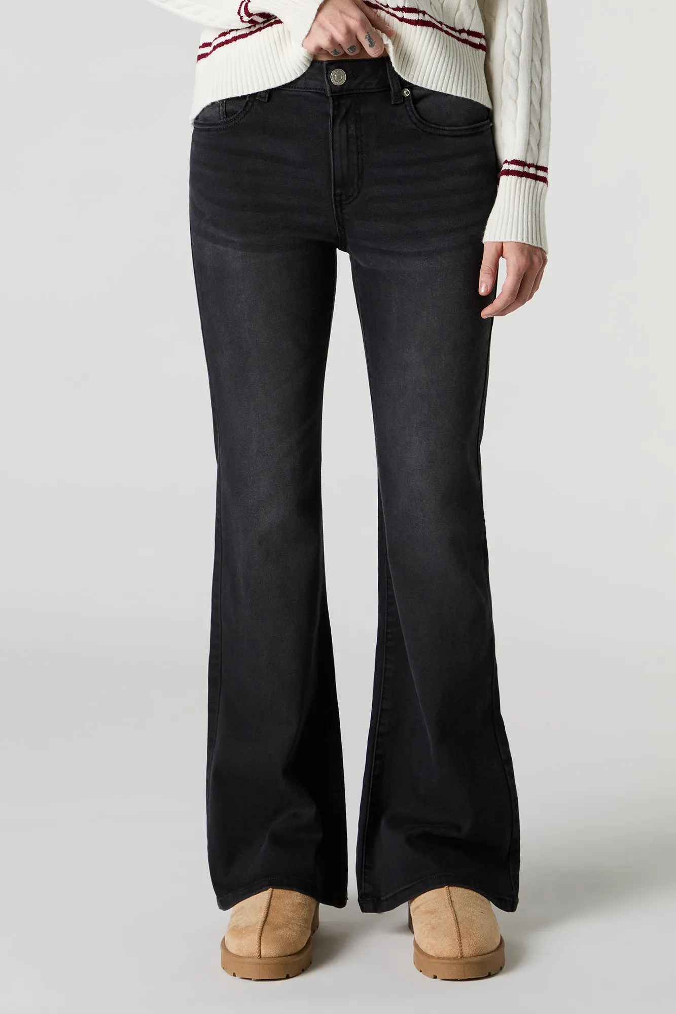 Black Wash Flare Stretchy Jean sold by Charlotte Russe product image thumbnail 2