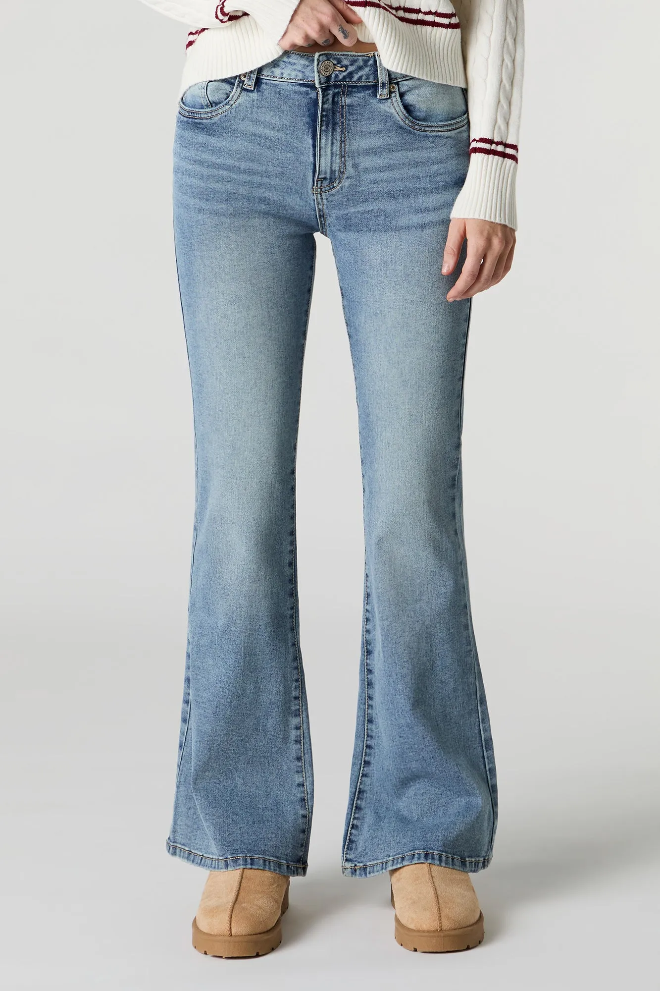 Vintage Medium Wash Flare Stretchy Jean sold by Charlotte Russe product image thumbnail 2