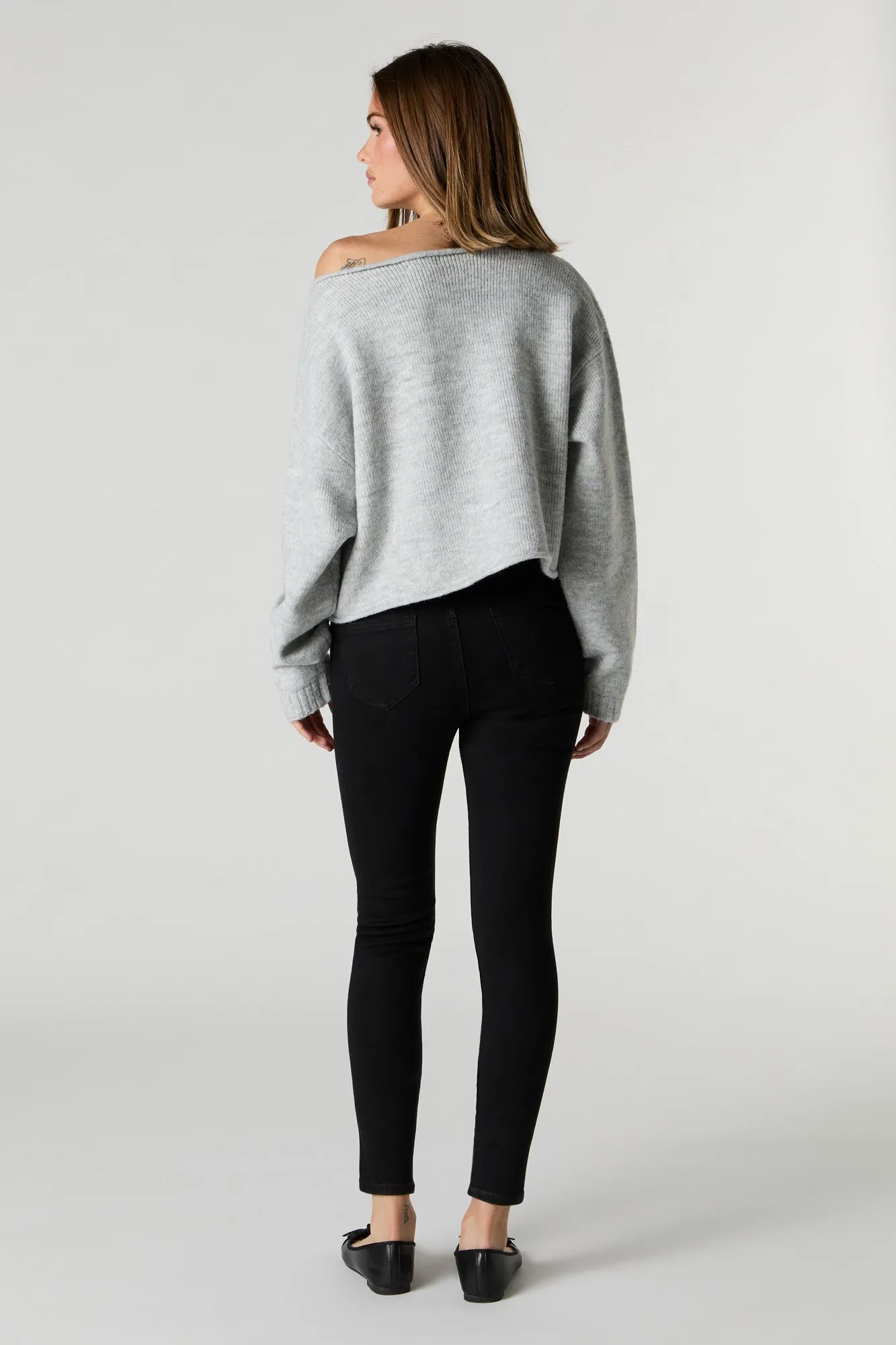 Black Wash Stacked Waist Stretchy Skinny Jean sold by Charlotte Russe product image thumbnail 3