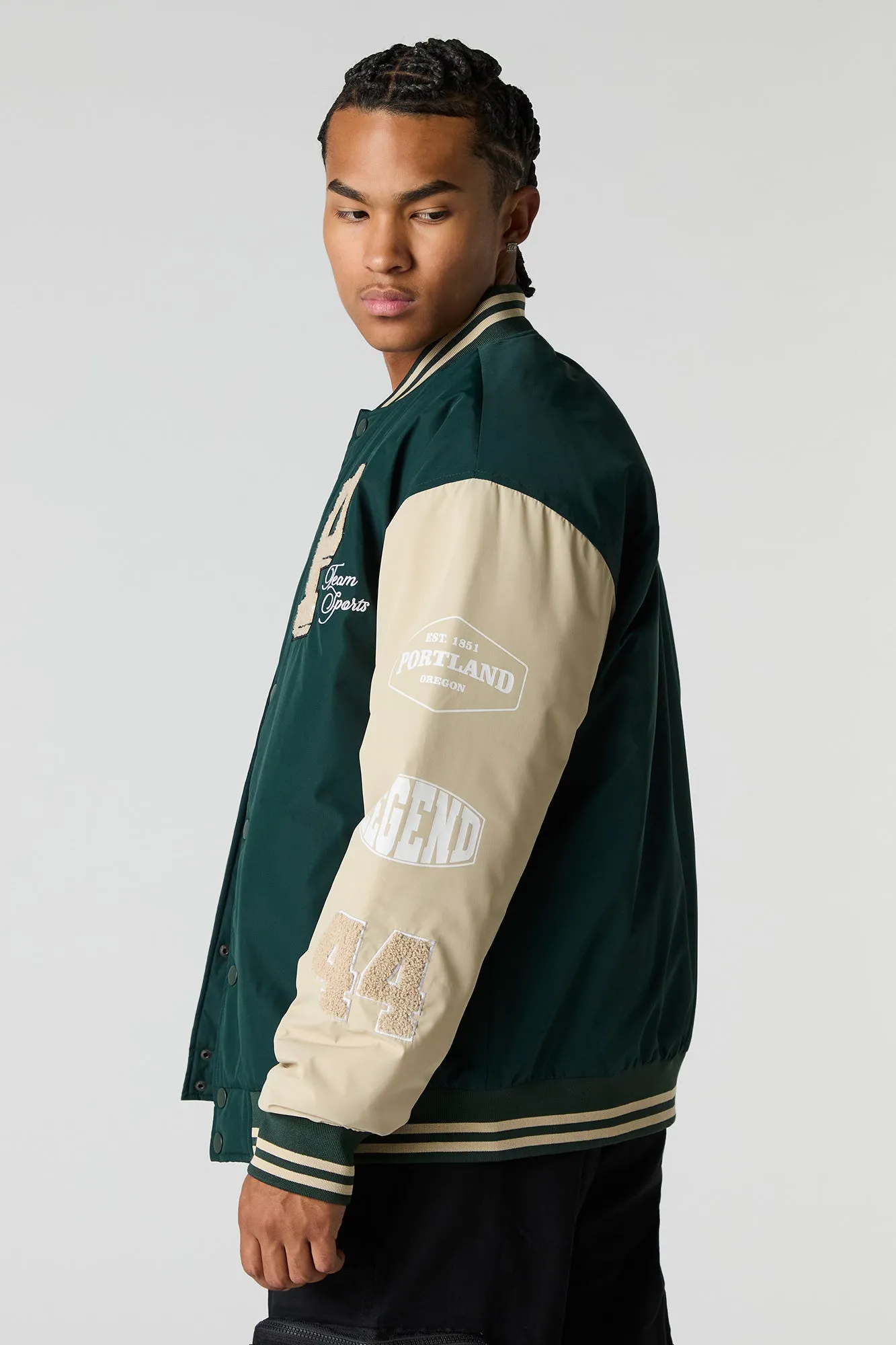 Varsity Bomber Jacket sold by Charlotte Russe product image thumbnail 4