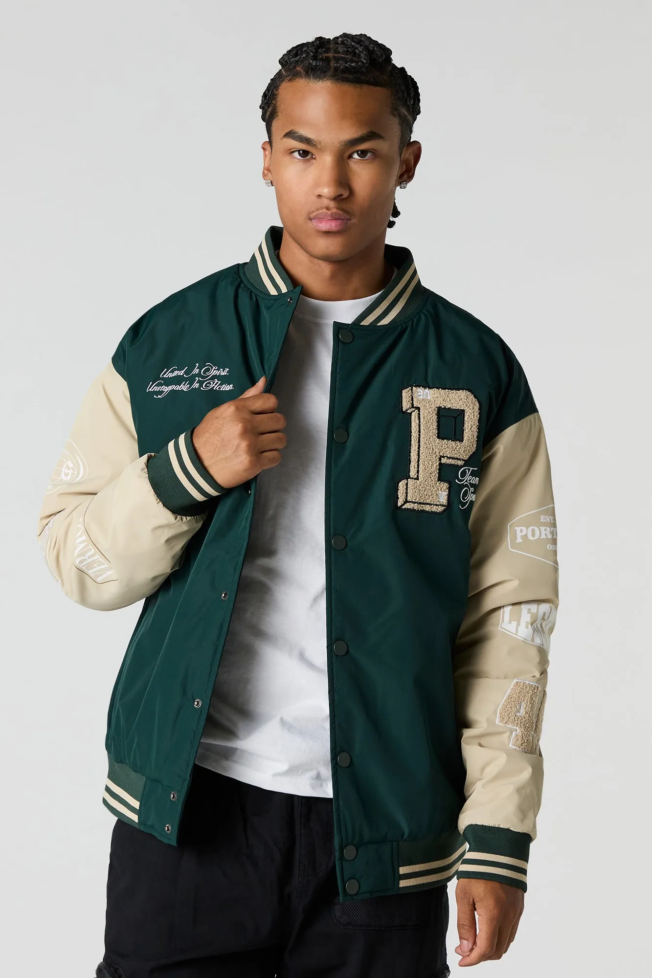Varsity Bomber Jacket sold by Charlotte Russe product image thumbnail 3
