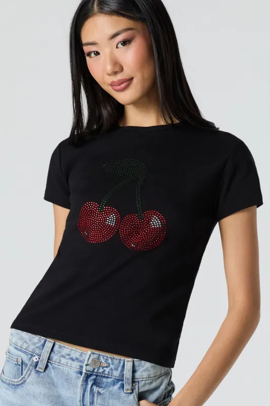 Rhinestone Cherries T-Shirt sold by Charlotte Russe